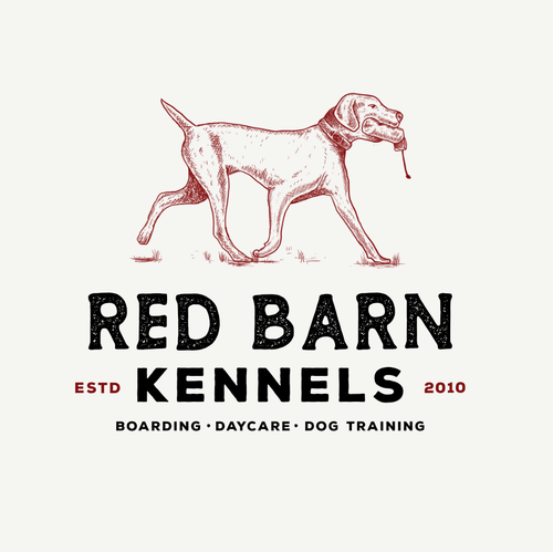 Daycare logo with the title 'Red Barn Kennels - boarding - daycare - dog training services'