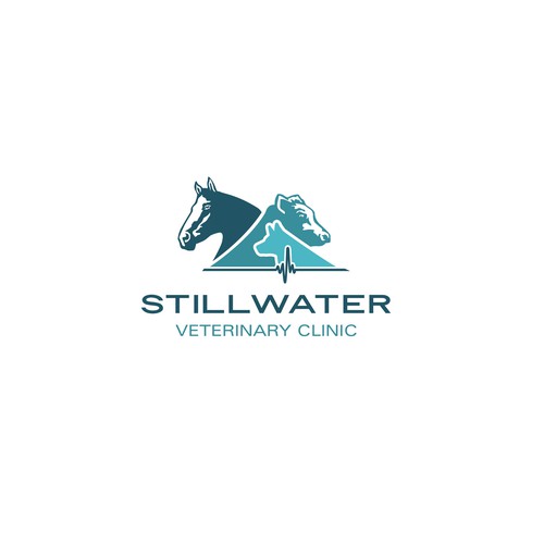 Horse brand with the title 'Logoconcept for a Veterinary Clinic in Montana'
