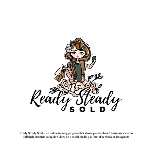 Shopping logo with the title 'Feminine illustrative logo'