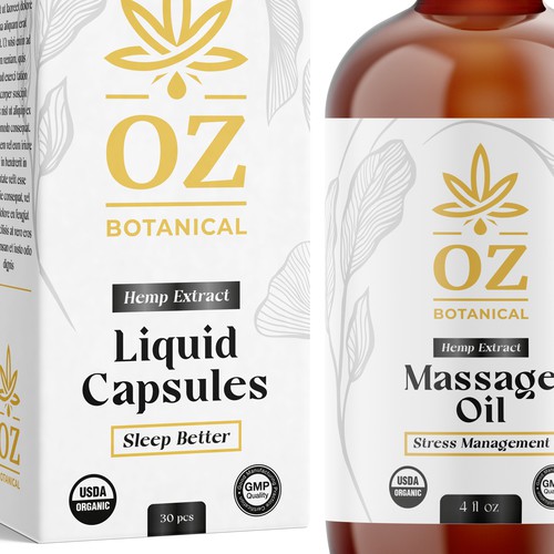 Hemp packaging with the title 'CBD product line label design'
