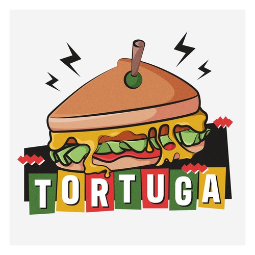 Sandwich shop logo with the title 'Tortuga's Retro Sandwich Logo Design'