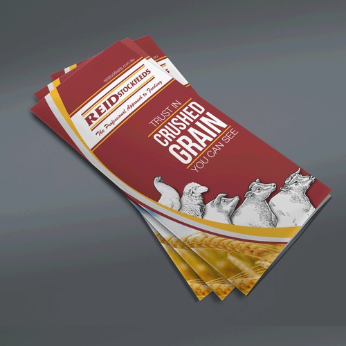 Grain design with the title 'Tri-Fold Brochure Design for Reid Stockfeeds'