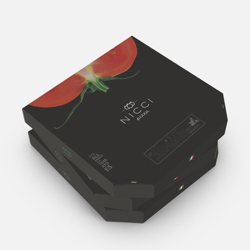 Pizza packaging with the title 'NICCI PIZZA BOX'
