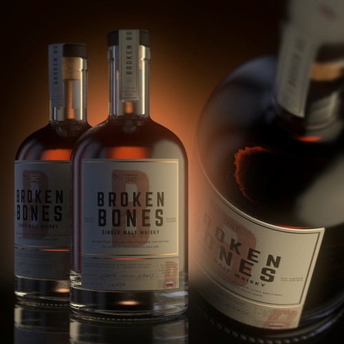 Bottle design with the title 'Whisky label design'