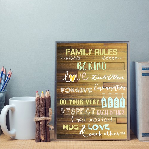 Canvas design with the title 'Family Rules Poster'