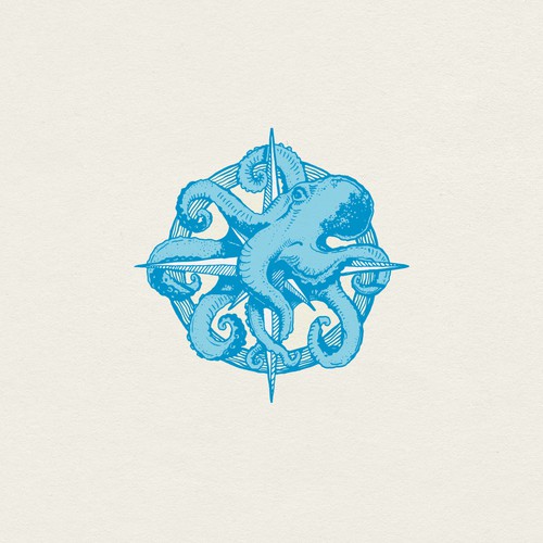 Compass logo with the title 'Hand-drawn Octopus logo'