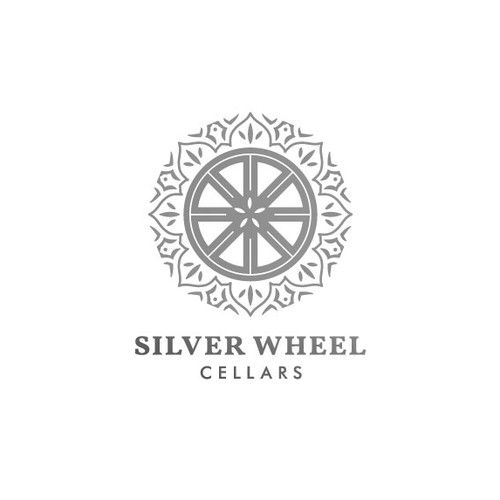 Geometric design with the title 'Silver Wheel Logo Design for a Boutique Winery'