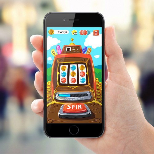 Slot machine design with the title 'Concept UI for slot game app'