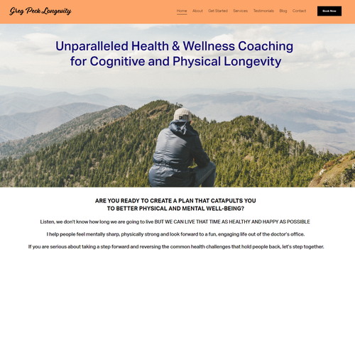 CSS design with the title 'Website - Health and Wellness Coach'