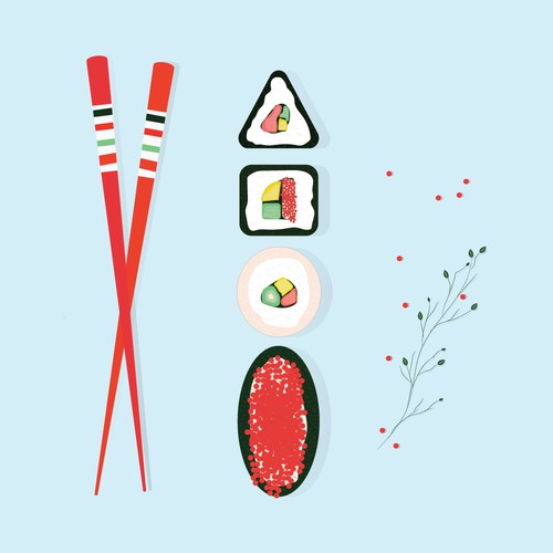 Wallpaper design with the title 'Sushi illustration'