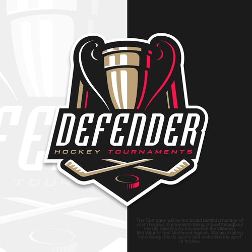 Trophy logo with the title 'Hockey tournament logo'