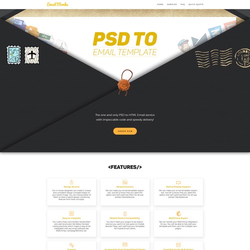 Sketch website with the title 'PSD 2 HTML Email Website Design'