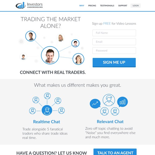 Single page website with the title 'Single Page Website for Investors Underground'