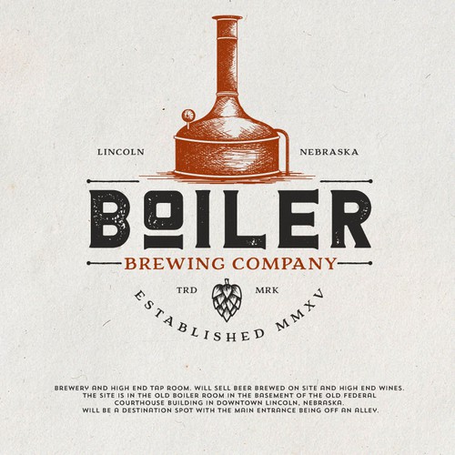 Rustic design with the title 'Boiler Brewing'