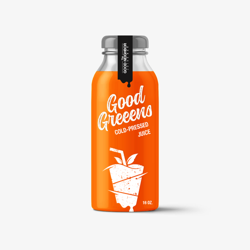 Juice label with the title 'Juice packaging design'