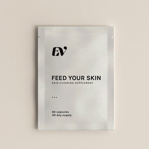 White packaging with the title 'EV |   f e e d   y o u r   s k i n'