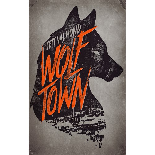 Distressed design with the title 'eBook cover design for "Wolf Town"'