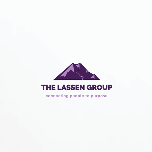 Purple and black design with the title 'Logo inspired by Lassen Peak'