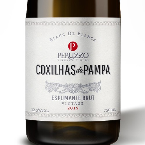 Product label with the title 'Espumante Brut'