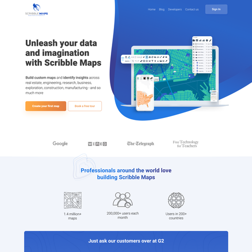 Orange website with the title 'SAAS Website of a map company'