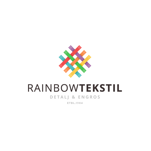 Rainbow brand with the title 'colourful brand identity pack for rainbow tekstil'