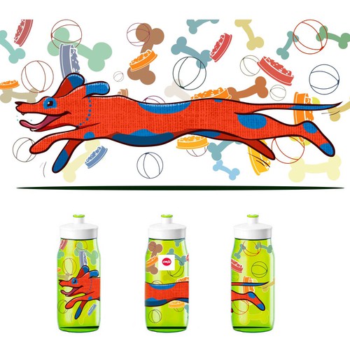 Bottle artwork with the title 'EMSA needs new KIDS decors for drinking bottles'