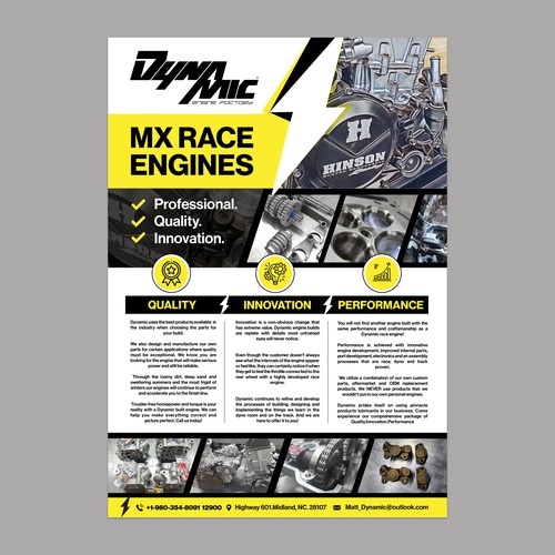 Motocross design with the title 'Dynamic Engine Factory Flyer'