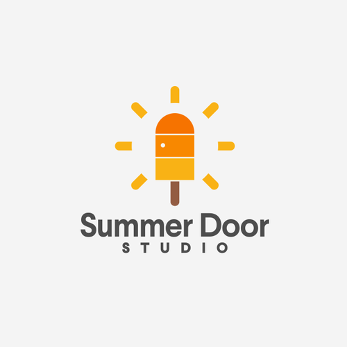 Door design with the title 'popsicle + Door + sun logo concept'