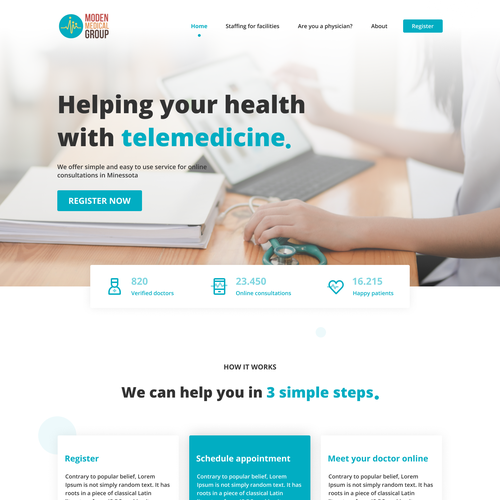 Doctor website with the title 'Telemedicine web design'