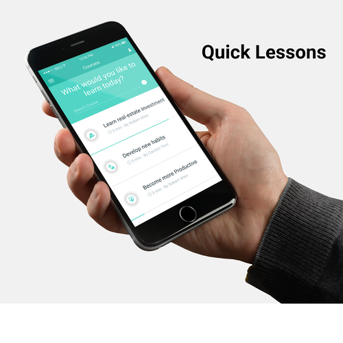 E-learning design with the title 'E Learning Mobile App Design'