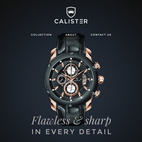 Watch design with the title 'Calister - Website for Fashion Watch Company'