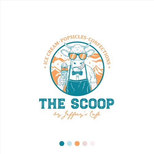 Ice cream shop design with the title 'Logo for The Scoop by Jeffrey’s Cafe'