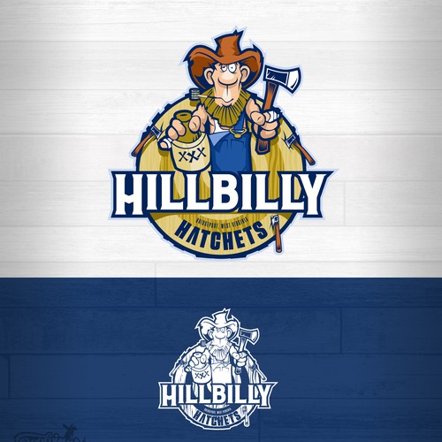 Axe design with the title 'Hillbilly Hatchets'