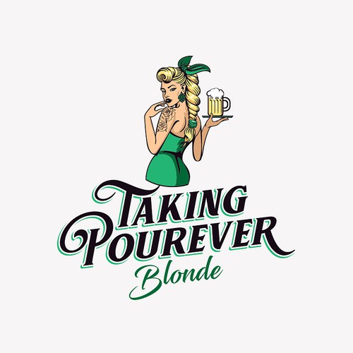 Create a fun, retro logo of a pin-up girl with a fly fishing rod