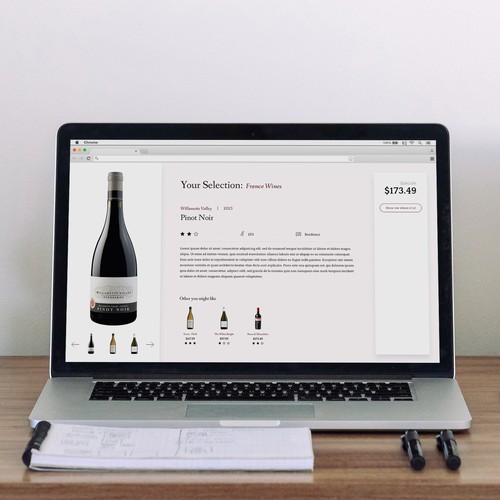 User-friendly website with the title 'Find perfect wine'