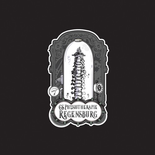 Steampunk logo with the title 'spine '