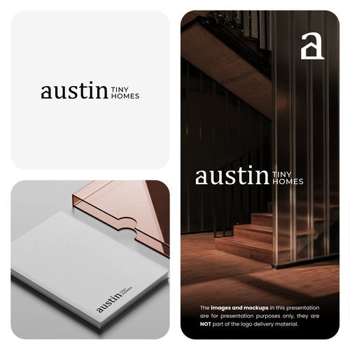 Real estate brand with the title 'austin - tiny homes'