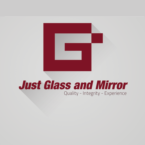 Mirror logo with the title 'Create an outstanding design for an outstanding company, Just Glass and Mirror.'