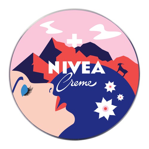 Label artwork with the title 'NIVEA Creme Swiss Anniversary Edition packaging '