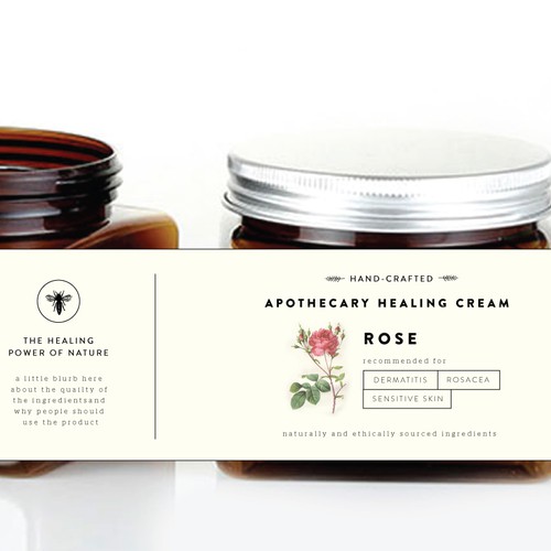 Skincare label with the title 'Packaging for skin cream'