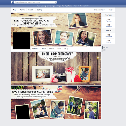 Profile design with the title 'facebook cover'
