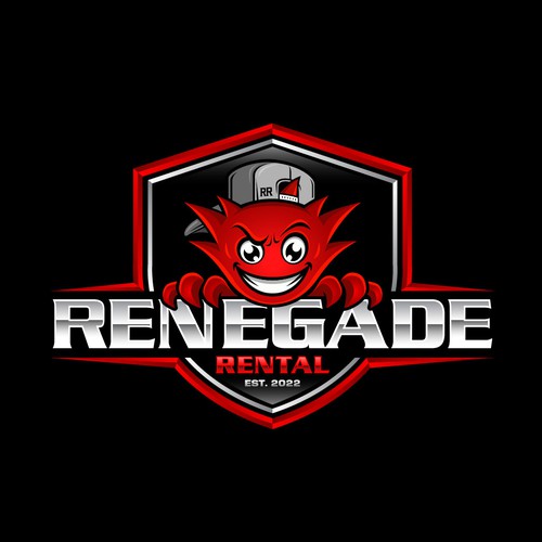 Trailer logo with the title 'Badass character logo for car trailer rental catering.'