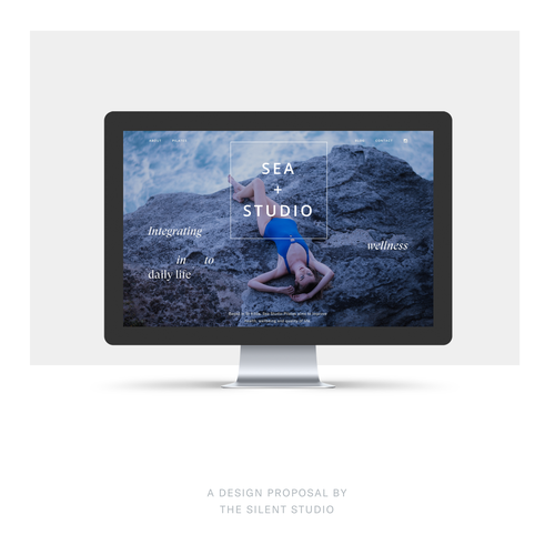 Beach website with the title 'Screendesign proposal for a Pilates Studio by the sea'