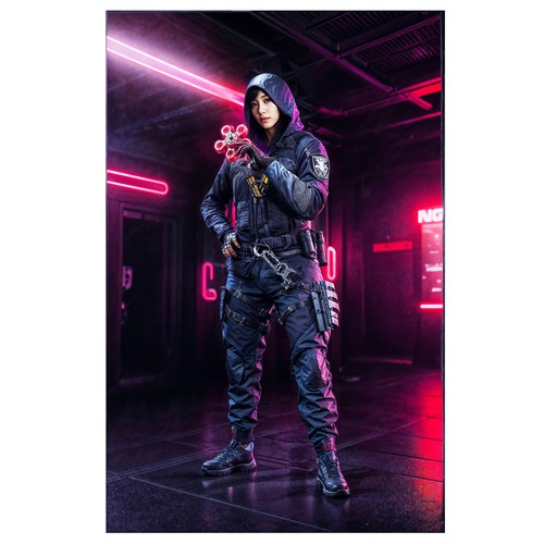 Game design artwork with the title 'Game character re-creation'