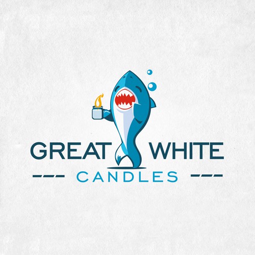 Fin design with the title 'Great White Shark for a Candle Logo'