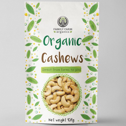 Farm packaging with the title 'classy & lovely packaging for Family Farm Organics'