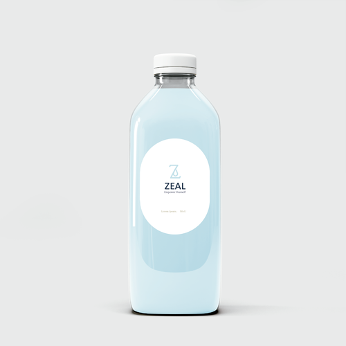 Water bottle design with the title 'Branding for Zeal'