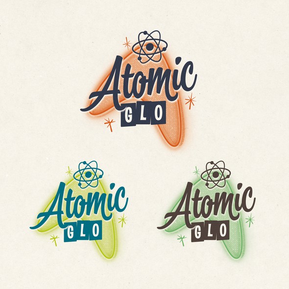 Mid-century modern logo with the title 'Atomic Glo Logo'