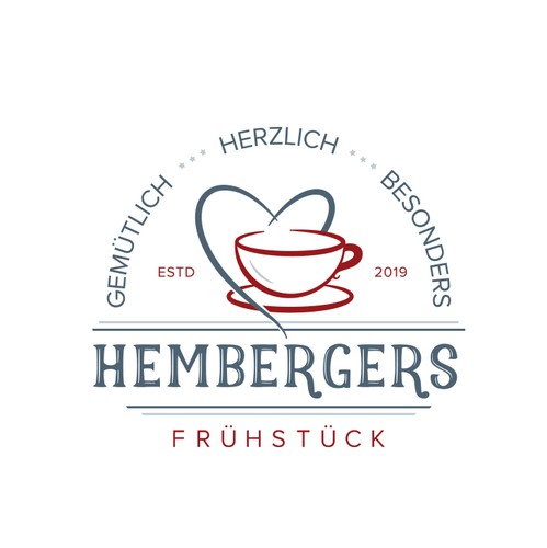 Coffee cup logo with the title 'Hembergers  restaurant logo design for a new company branch (Breakfast kitchen)'