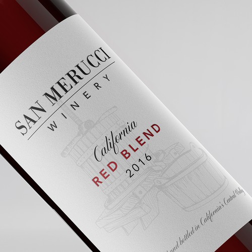 Wine bottle design with the title 'Simple elegant wine label'